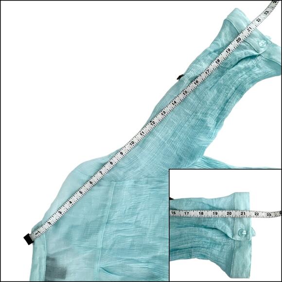 Iz Byer Henley Gauzy Crepe Tunic Top Blouse 3/4 Roll Tab Sleeve Light Blue XL - Picture 13 of 15